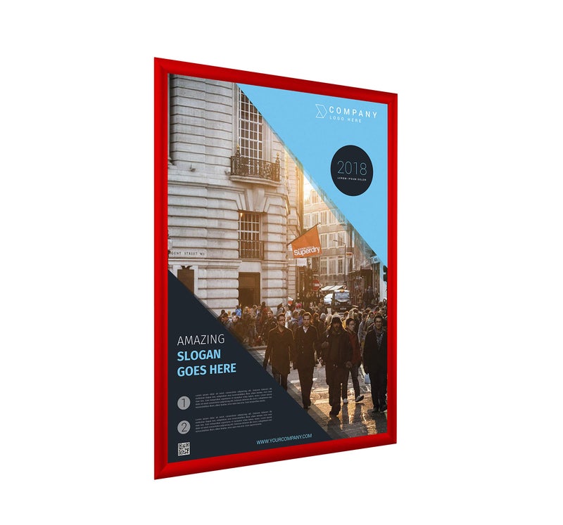 BNV Group BNV Aluminum Front Load Snap Poster/Picture Frame, Red, 16x20 Inches, 1'' Profile, Wall Mounting, Portrait and Landscape Mode, Easy Installation, Anti-Glare, PVC Cover, Lightweight - Image 3